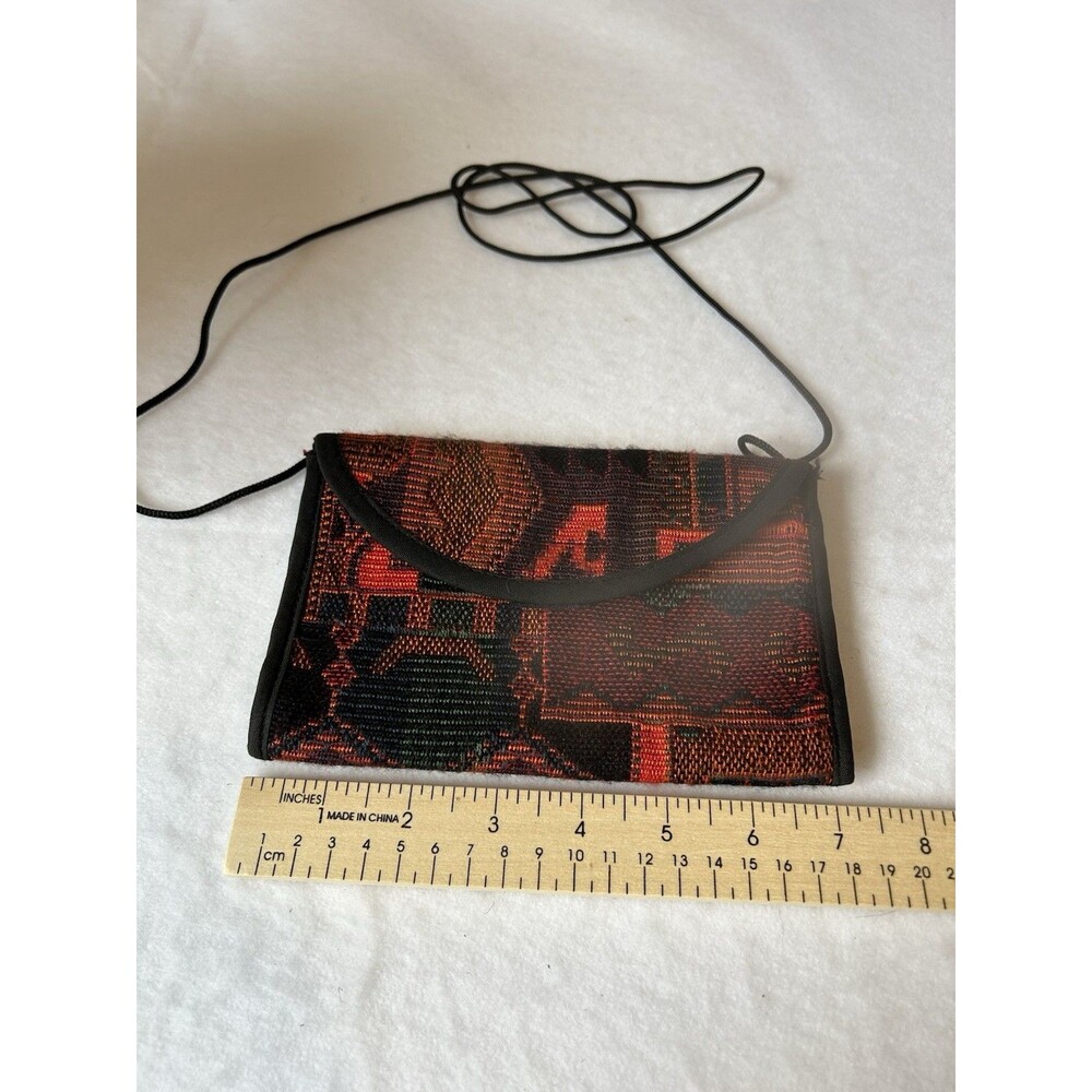 Small Woven Tapestry Fabric Clutch with Shoulder Strap